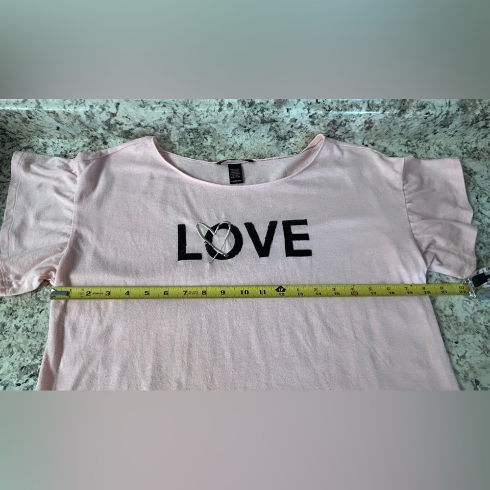 Victoria’s Secret Pink Black Sequins Embellished LOVE Tee Sleep Shirt Size L - Picture 8 of 9